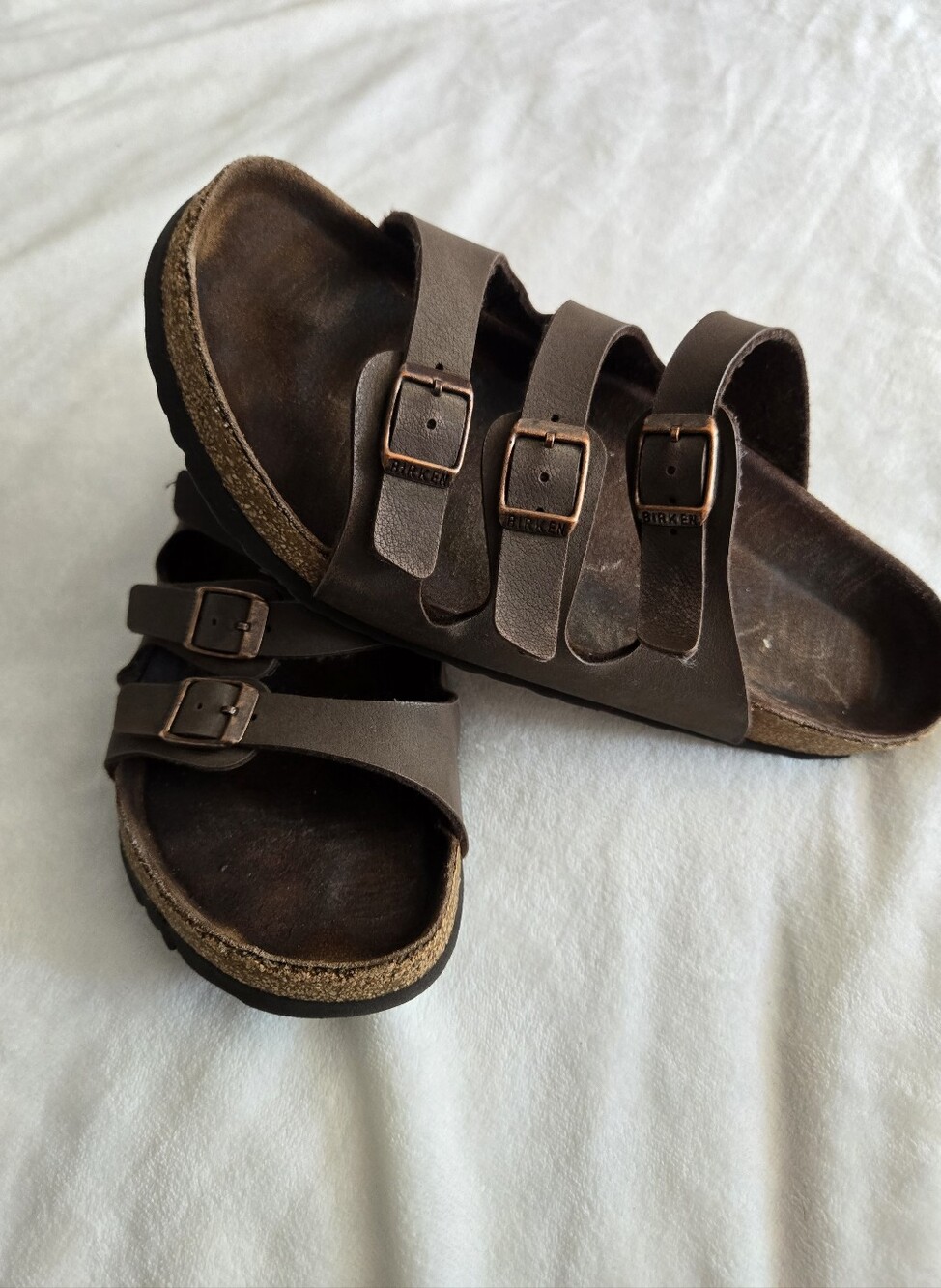 Birkenstock Florida Sandals Women's 12 Size 43 EU Brown Leather Slip On Shoes